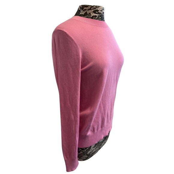 Loft Pink Knit Crew Neck Sweater Gold Buttons Long Sleeve Lightweight Soft‎ M - Picture 13 of 16